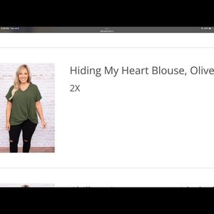 Hiding My Heart Blouse, Olive
2X